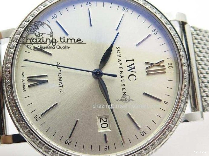 MIROTIME 1225 Portofino SCHAFFHAUSEN SS MKF 1:1 Best Edition Silver Dial Diamond On Mesh Bracelet A Lightweight 7339